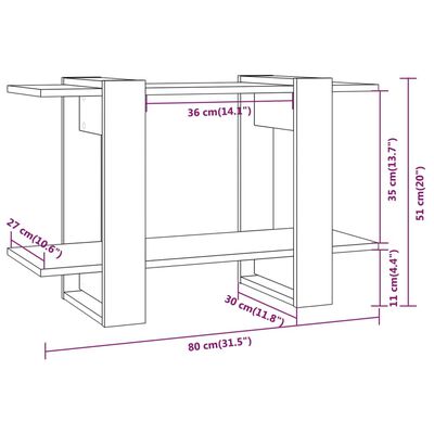 vidaXL Book Cabinet/Room Divider Sonoma Oak 80x30x51 cm