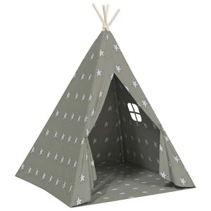 vidaXL Children Teepee Tent with Bag Polyester Grey 115x115x160 cm