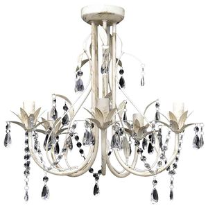 vidaXL Chandelier | Antique White | Acrylic, Metal | Medium | Decorative Inlays