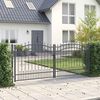 vidaXL Fence Gate with Spear Top Black 305x125 cm Powder-coated Steel