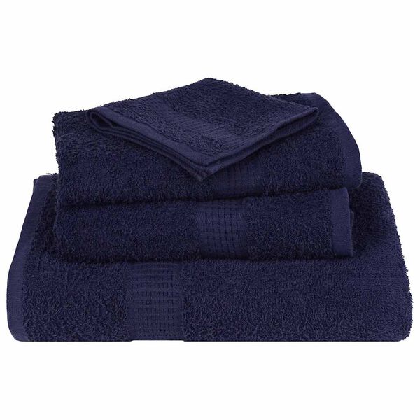 vidaXL 6 Piece Towel Set "FROGN" Navy Blue 100% Cotton