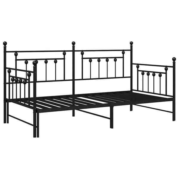 vidaXL Daybed Frame with Headboard Black 100 x 190 cm Steel