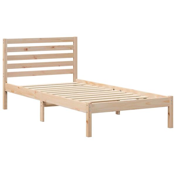 vidaXL Bed Frame with Headboard Brown 90 x 190 cm Solid Pine Wood