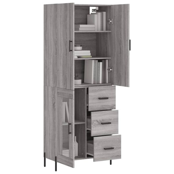 vidaXL Highboard Grey Sonoma 69.5x34x180 cm Engineered Wood