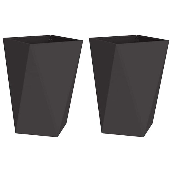 vidaXL Planter 2 pcs Black 50 x 50 x 75 cm Steel