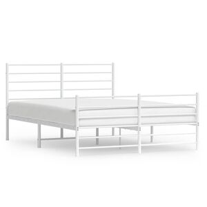 vidaXL Metal Bed Frame without Mattress with Footboard White 140x200cm
