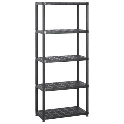 vidaXL Storage Shelf 5-Tier Black 142x38x170 cm Plastic