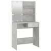 vidaXL Dressing Table Set with LED Concrete Grey Engineered Wood