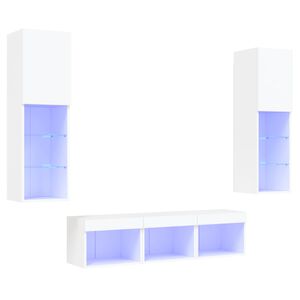 vidaXL 5 Piece TV Wall Units with LED White Engineered Wood