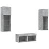 vidaXL 4 Piece TV Wall Cabinets with LED Lights Concrete Grey
