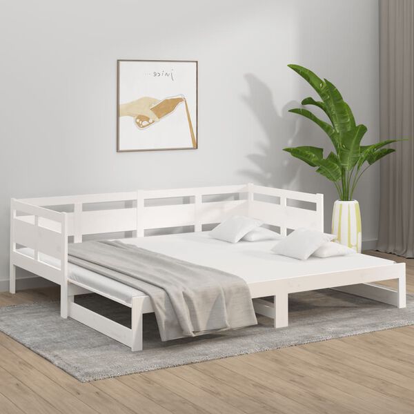 vidaXL Pull-out Day Bed without Mattress White 2x(90x190) cm
