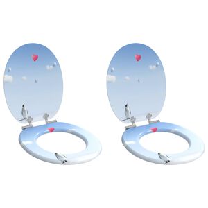 vidaXL Soft-Close Toilet Seat 2 pcs Blue 44 x 38 cm MDF board