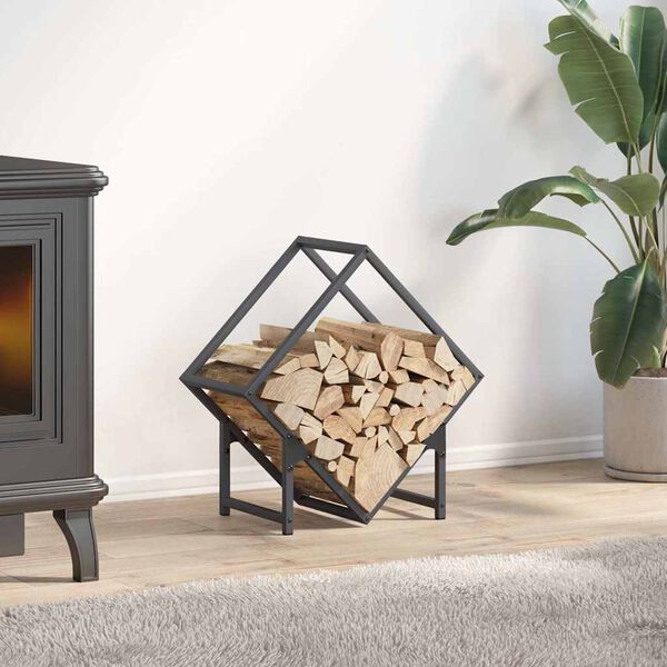 vidaXL Firewood Rack Anthracite 50x25x50 cm Cold-rolled steel