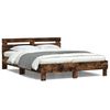 vidaXL Bed Frame with LED without Mattress Smoked Oak 140x190 cm