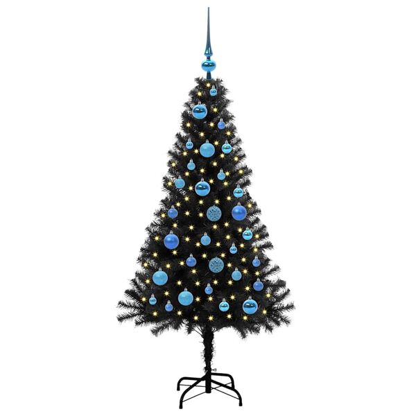 vidaXL Christmas Tree with 150 LEDs with Stand Black 150 cm PVC