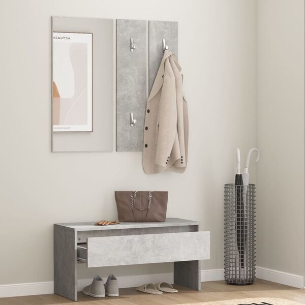 vidaXL Hallway Furniture Set Concrete Grey Engineered Wood