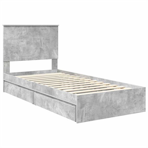 vidaXL Storage Bed Concrete Grey 90 x 200 cm Engineered Wood