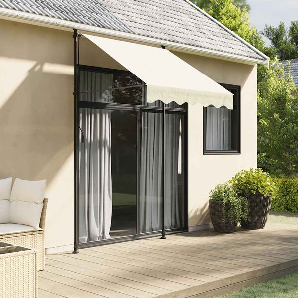vidaXL Retractable Awning Cream 150x150 cm Fabric and Steel