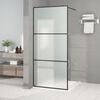 vidaXL Walk-in Shower Wall Black 90x195 cm Frosted ESG Glass