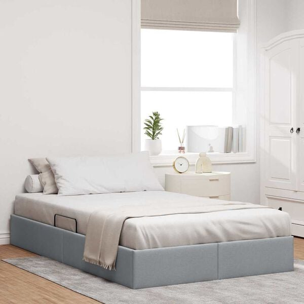 vidaXL Storage Bed with Mattress Light Grey 120 x 200 cm Fabric