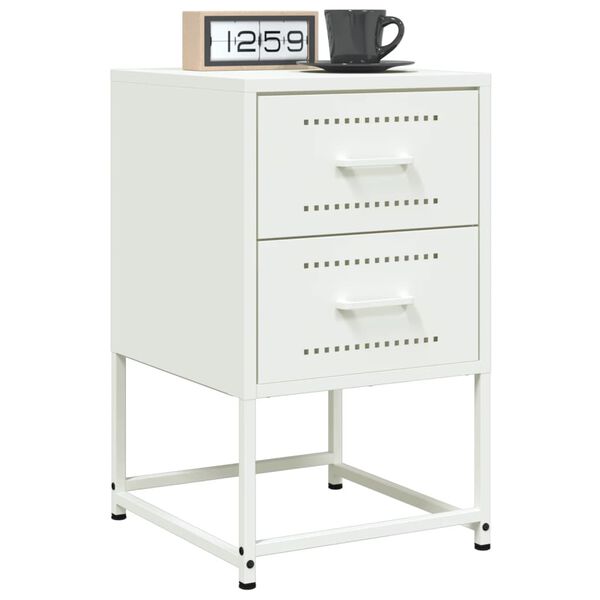 vidaXL Bedside Cabinet White 36x39x60.5 cm Steel