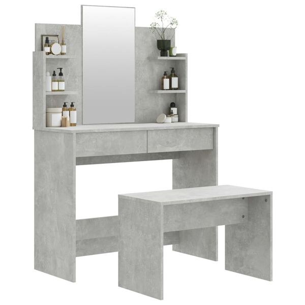 vidaXL Dressing Table Set Concrete Grey 96x40x142 cm