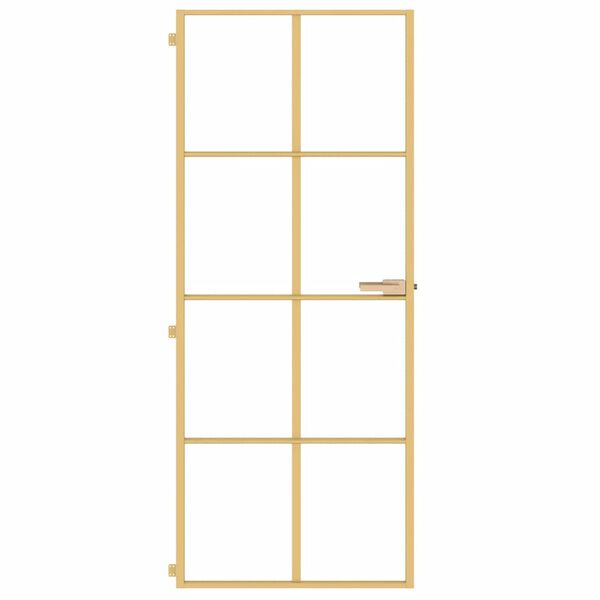 vidaXL Interior Door Slim Golden 83x201.5 cm Tempered Glass and Aluminium