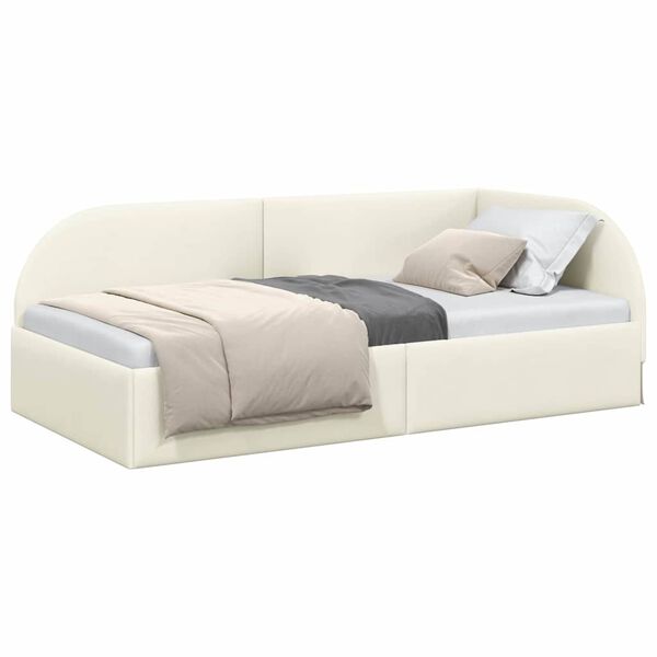 vidaXL Corner Bed Frame with Headboard Cream 80 cm x 200 cm Velvet