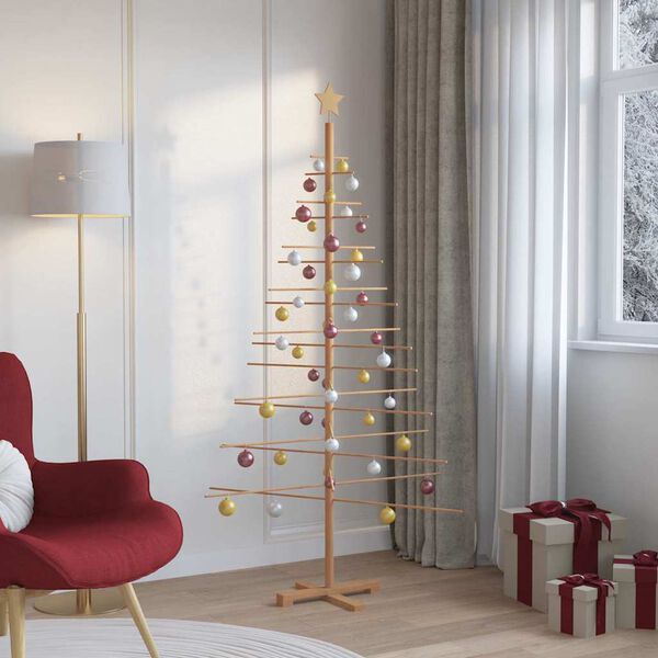 vidaXL Wooden Christmas Tree with Stand Brown 180 cm Bamboo