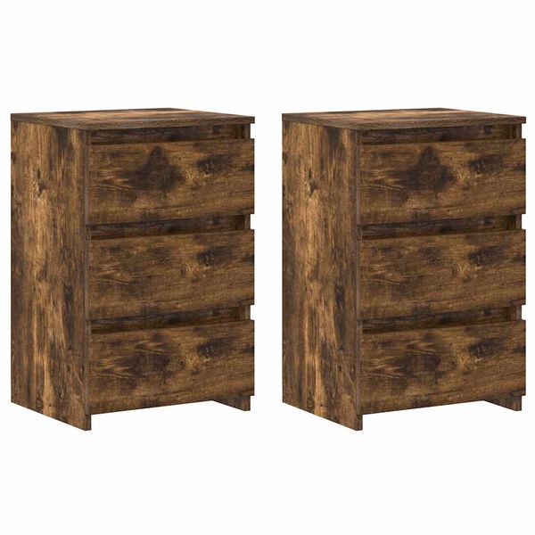 vidaXL Bed Cabinets 2 pcs Smoked Oak 40x35x62.5 cm Engineered Wood