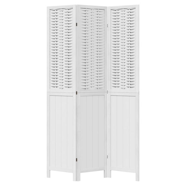 vidaXL Room Divider 3 Panels White Solid Wood Paulownia