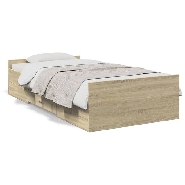 vidaXL Bed Frame with Drawers without Mattress Sonoma Oak 90x200 cm