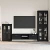 vidaXL TV Cabinet Set with Drawer FLORIN Black Engineered Wood