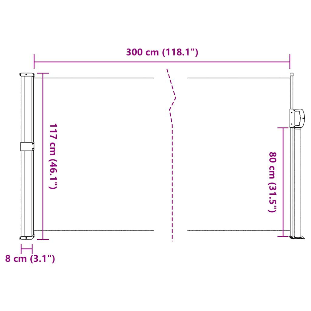 vidaXL Retractable Side Awning Black 117x300 cm