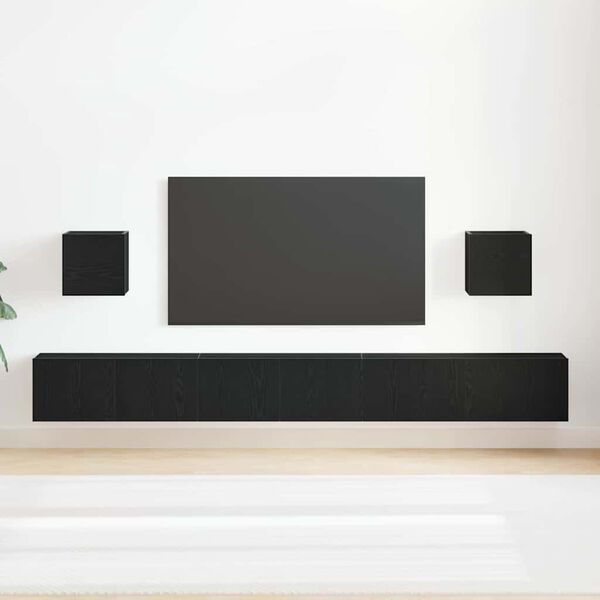 vidaXL TV Cabinet Set 7 pcs Black Oak 100 x 30 x 30 cm Engineered Wood