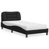 vidaXL Bed with Mattress "Hvar" Black 90x190 cm Single Faux Leather