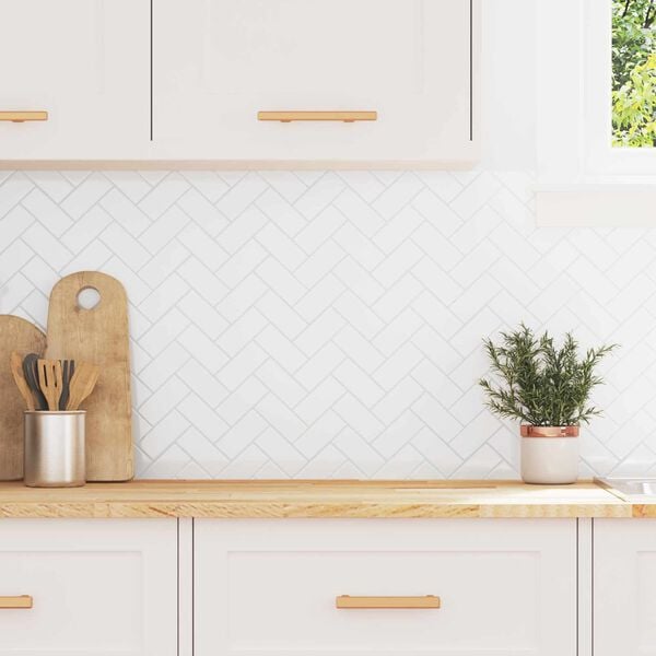 vidaXL Herringbone Tile 20 pcs White 30 x 30 cm Polyurethane and PET