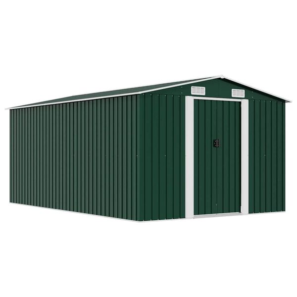 vidaXL Garden Shed 257x392x181 cm Metal Green