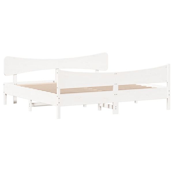 vidaXL Bed Frame without Mattress White 180x200 cm Super King Solid Wood Pine
