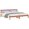 vidaXL Bed Frame with Headboard Wax Brown 200 x 200 cm Solid Pine Wood