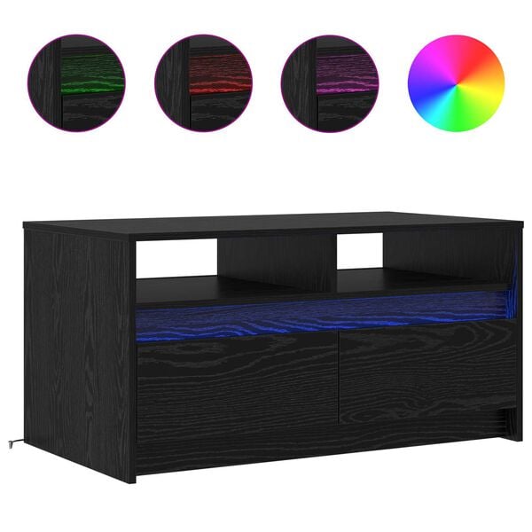 vidaXL Coffee Table Black Oak 90 x 50 x 45 cm Engineered Wood