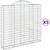 vidaXL Arched Gabion Baskets 5 pcs 200x50x180/200 cm Galvanised Iron