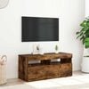 vidaXL TV Cabinet with LED Lights Smoked Oak 90x35x40 cm