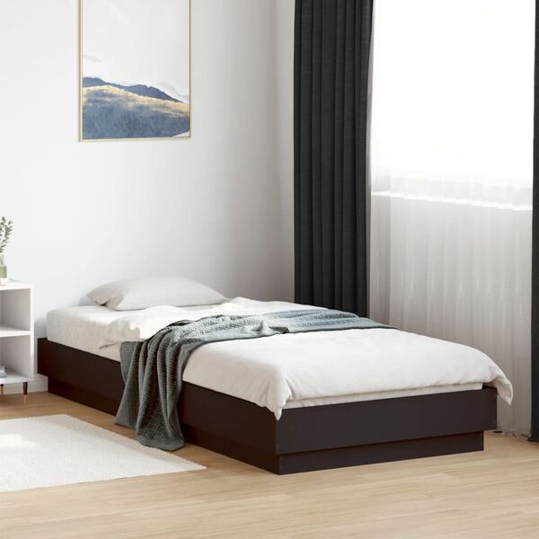 vidaXL Bed Frame without Mattress Black 90x200 cm Engineered Wood
