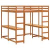 vidaXL Loft Bed with Desk and Ladder Wax Brown 160x200 cm Solid Wood Pine