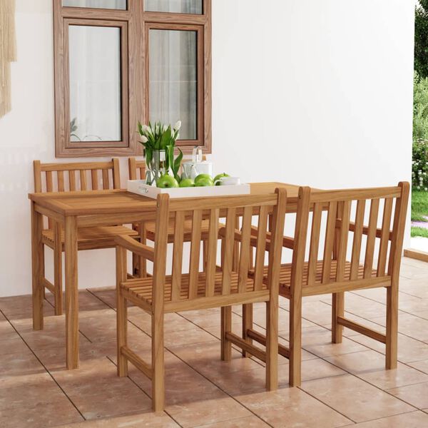 vidaXL 5 Piece Garden Dining Set 180x90 cm Solid Teak Wood
