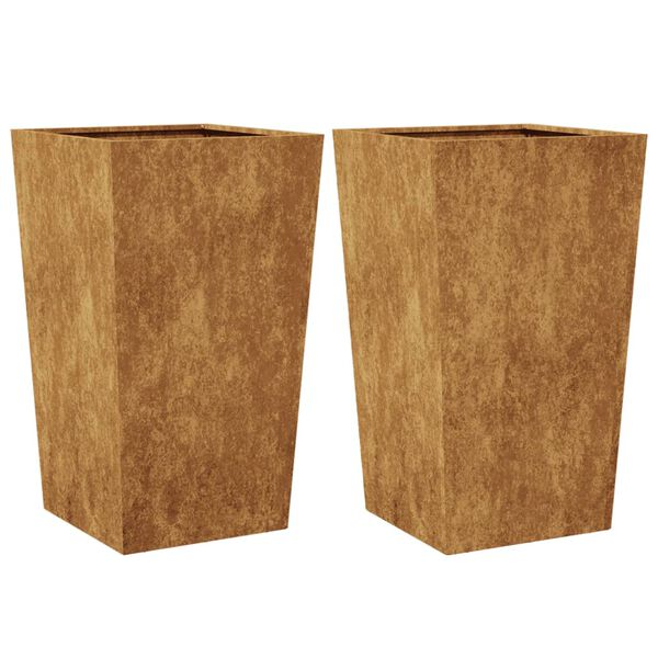 vidaXL Garden Planters 2 pcs 45x45x75 cm Weathering Steel
