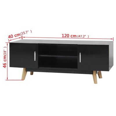 vidaXL High Gloss TV Cabinet Black 120x40x46 cm MDF