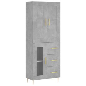 vidaXL Highboard Concrete Grey 69.5x34x180 cm Engineered Wood