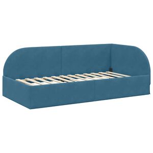 vidaXL Corner Bed Frame with Headboard Blue 90 cm x 200 cm Fabric